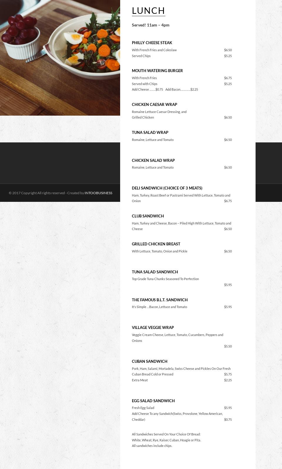 Take a Break Cafe II Menu