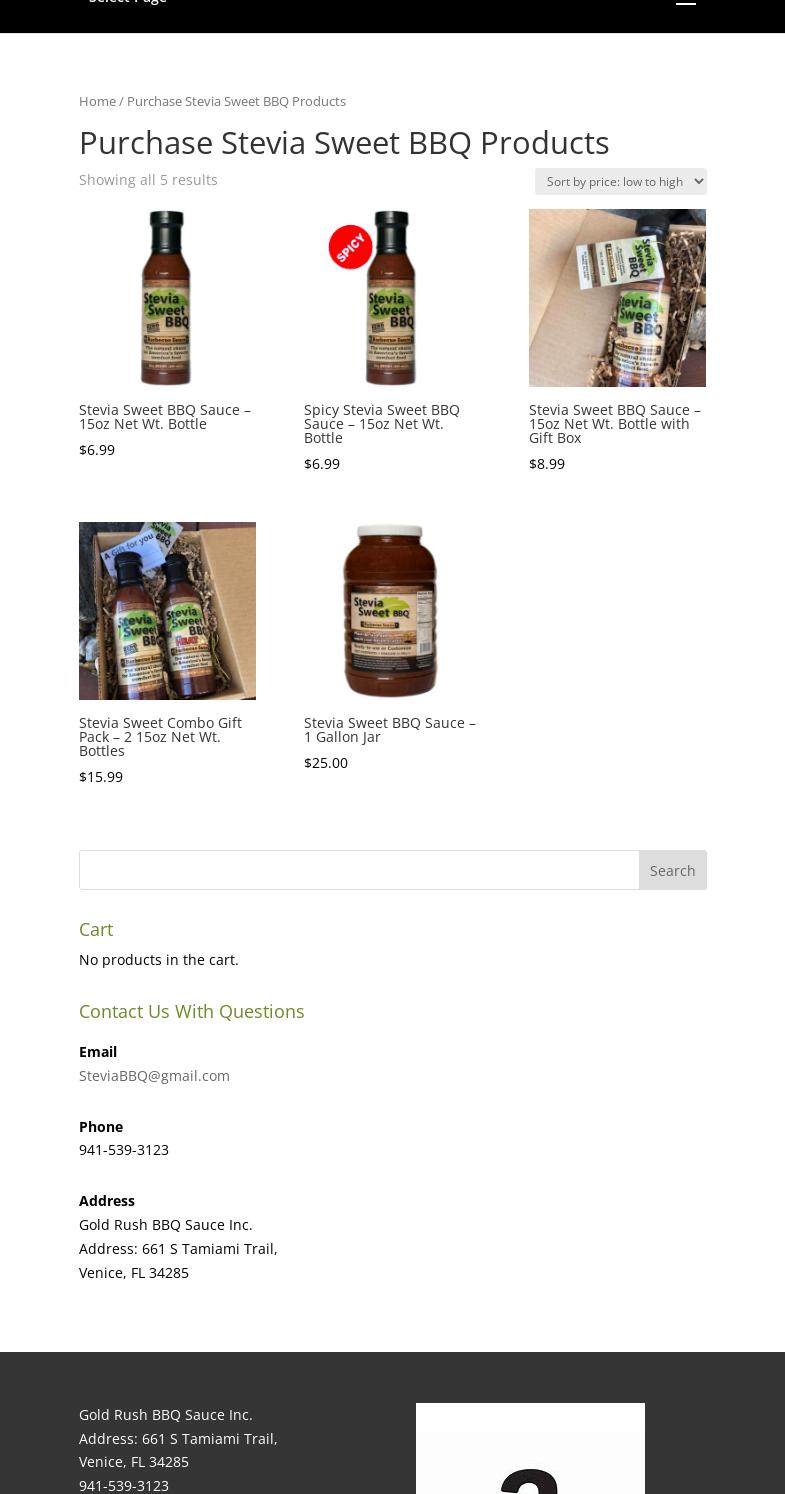 Stevia Sweet BBQ Menu