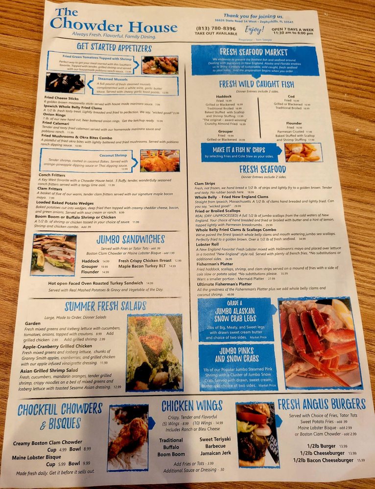 The Chowder House Restaurant, Zephyrhills Menu, Reviews (342), Photos