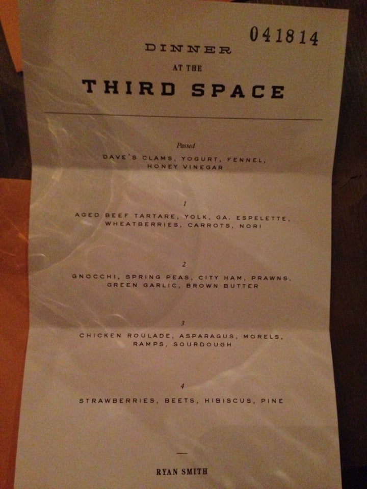 The Third Space Menu