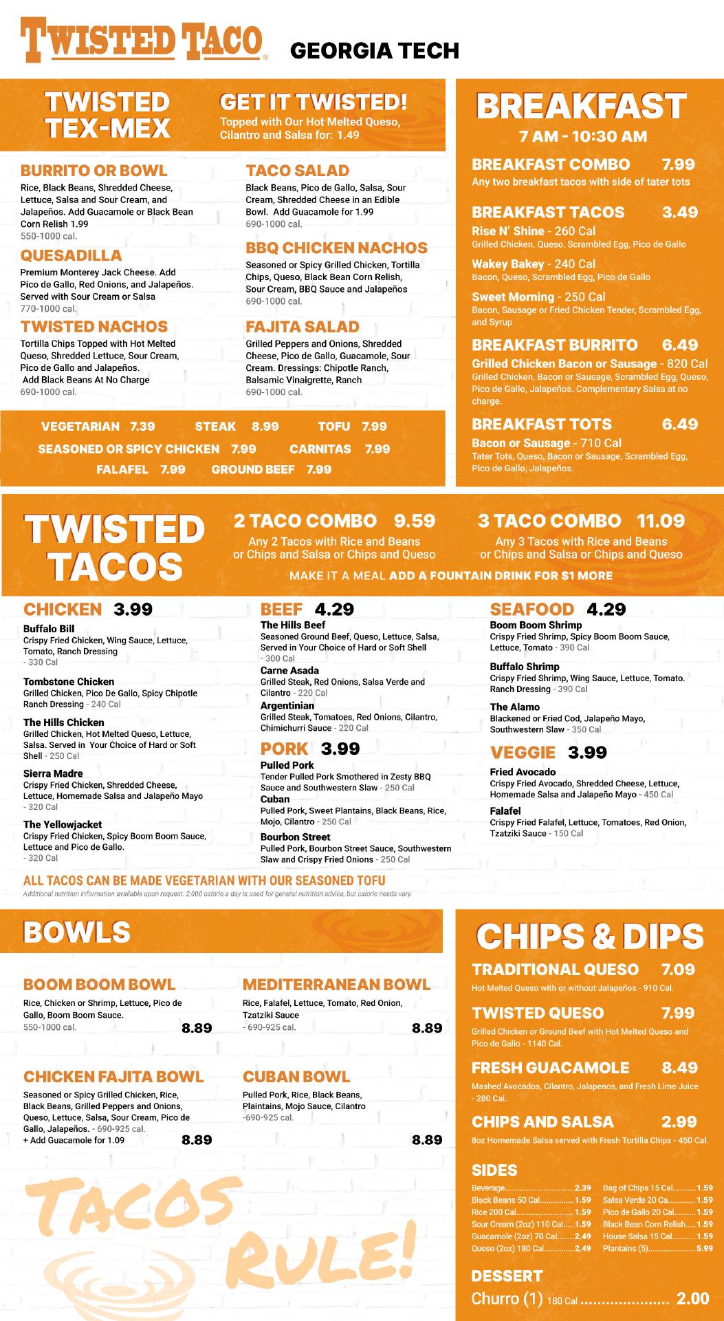 Twisted Taco Menu