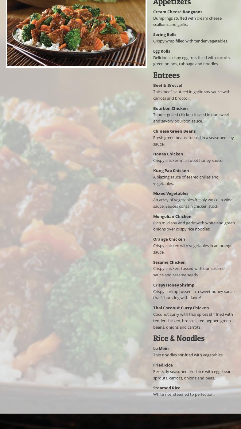 Pei Wei Asian Express Menu