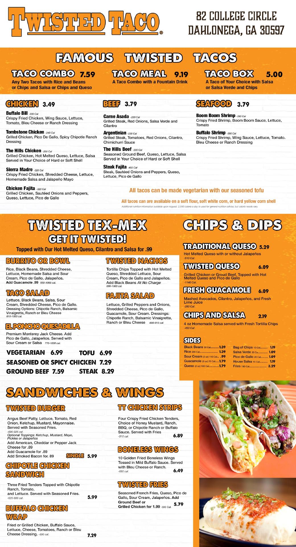 Twisted Taco Menu