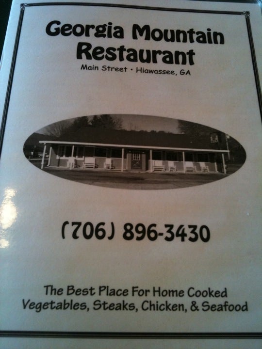 Georgia Mountain Restaurant Menu