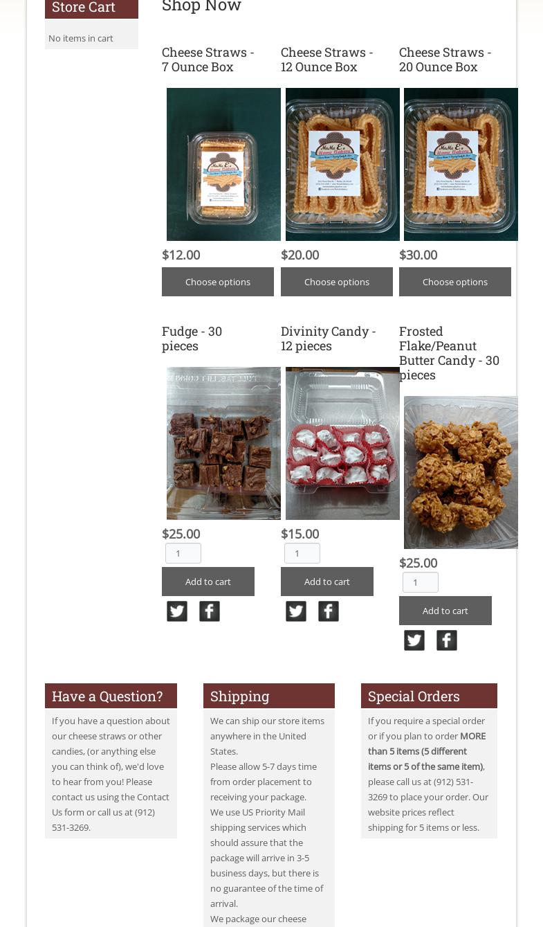 MaMa E's Home Bakery Menu