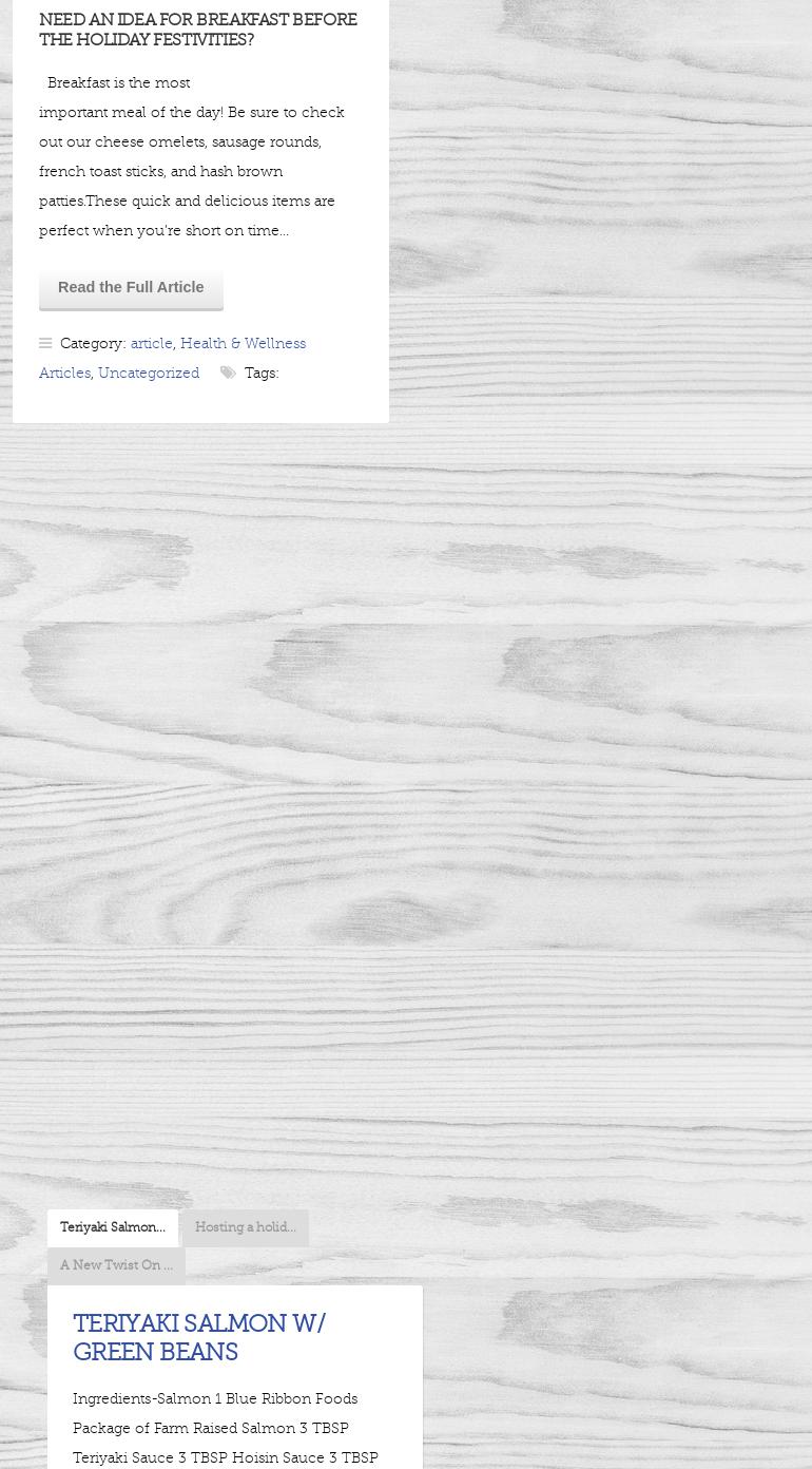 Blue Ribbon Foods Menu