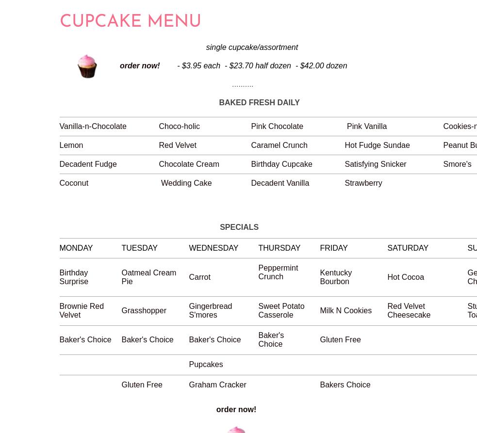 Smallcakes Cupcakery Smyrna Menu