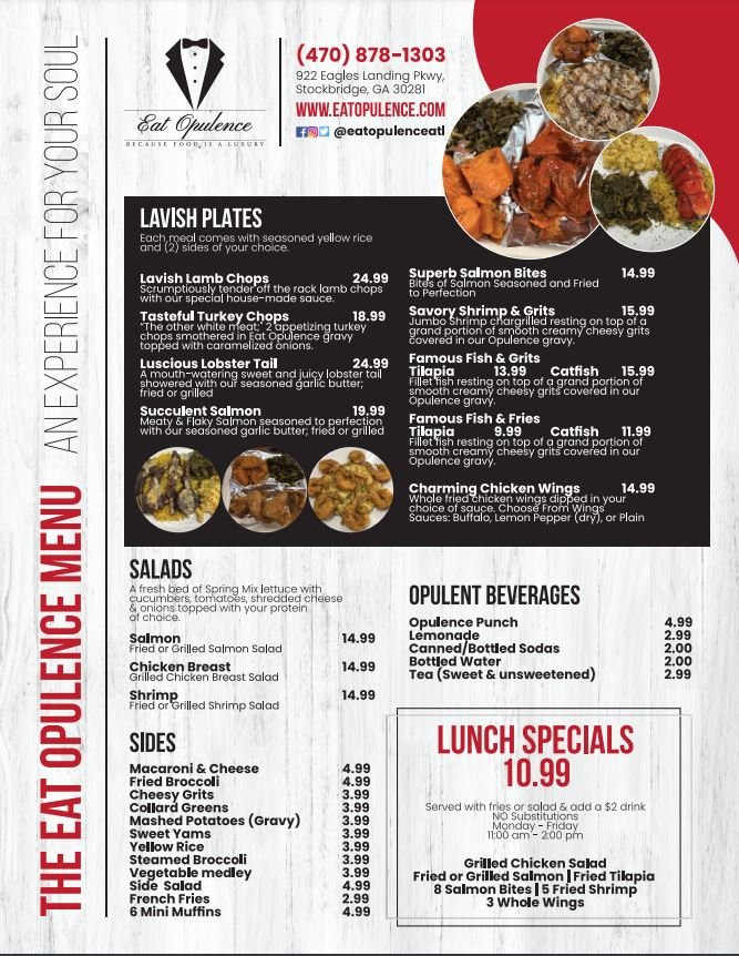 Eat Opulence Menu