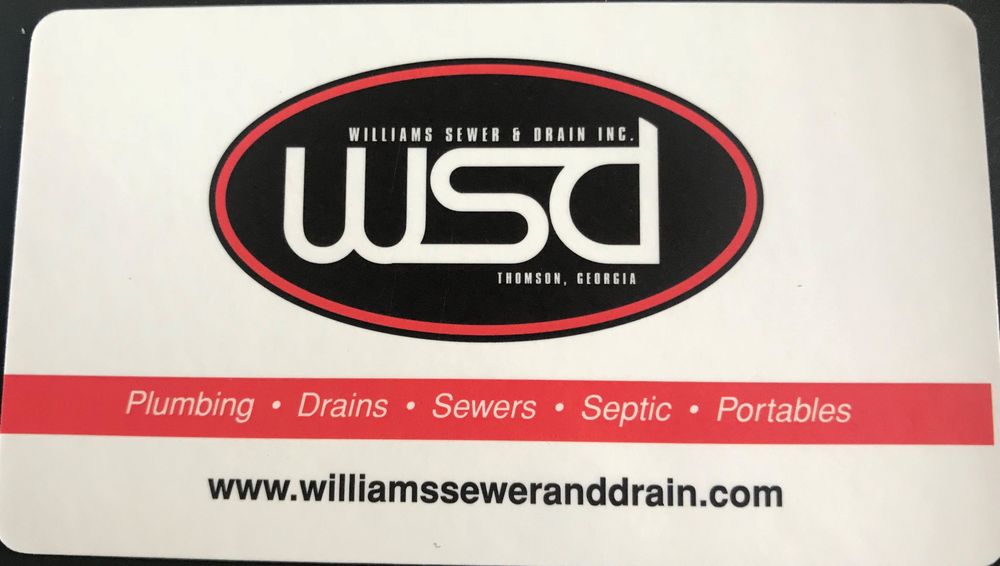 Williams Sewer & Drain, INC. 887 Stagecoach Rd NE, Thomson Georgia 30824