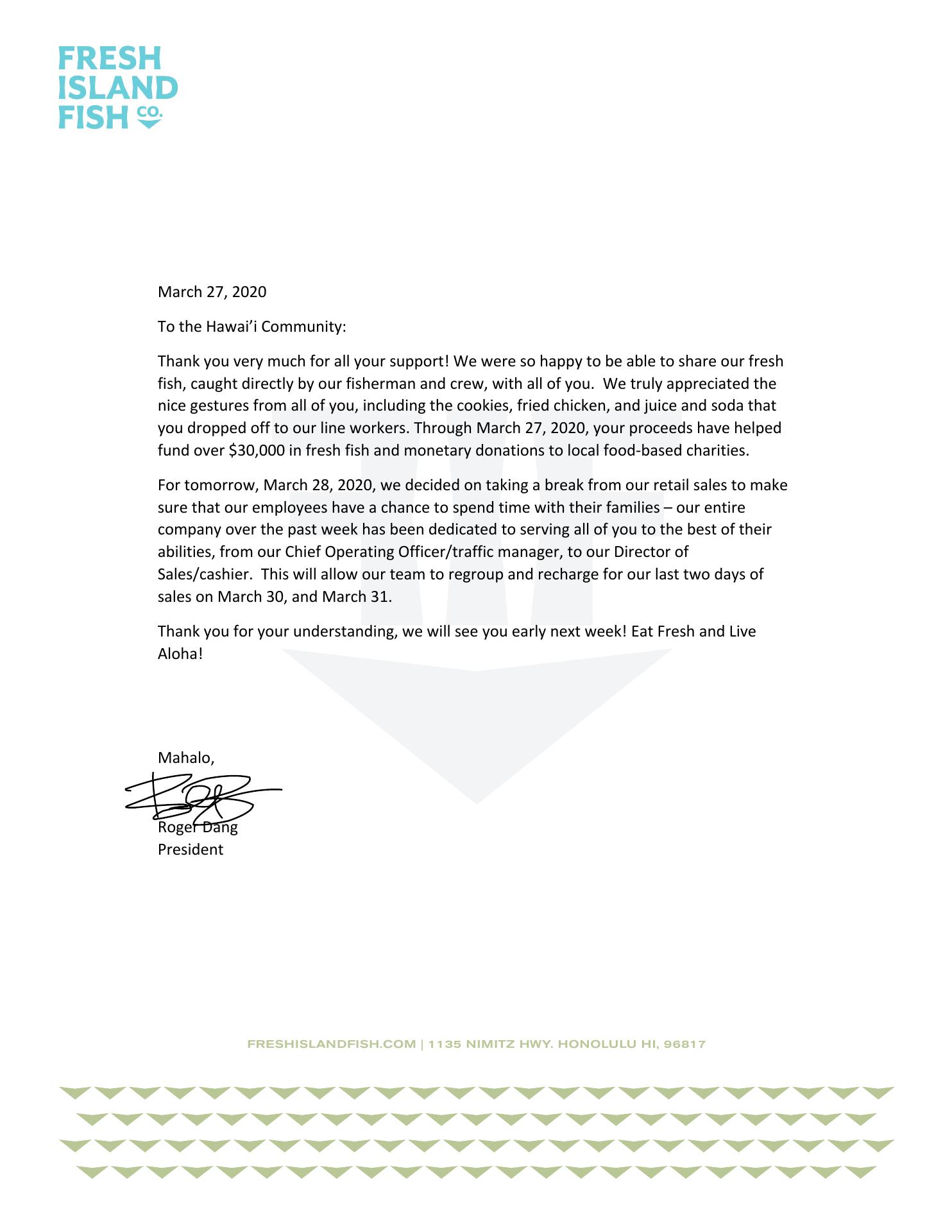 Fresh Island Fish Co, Kaua'i Menu