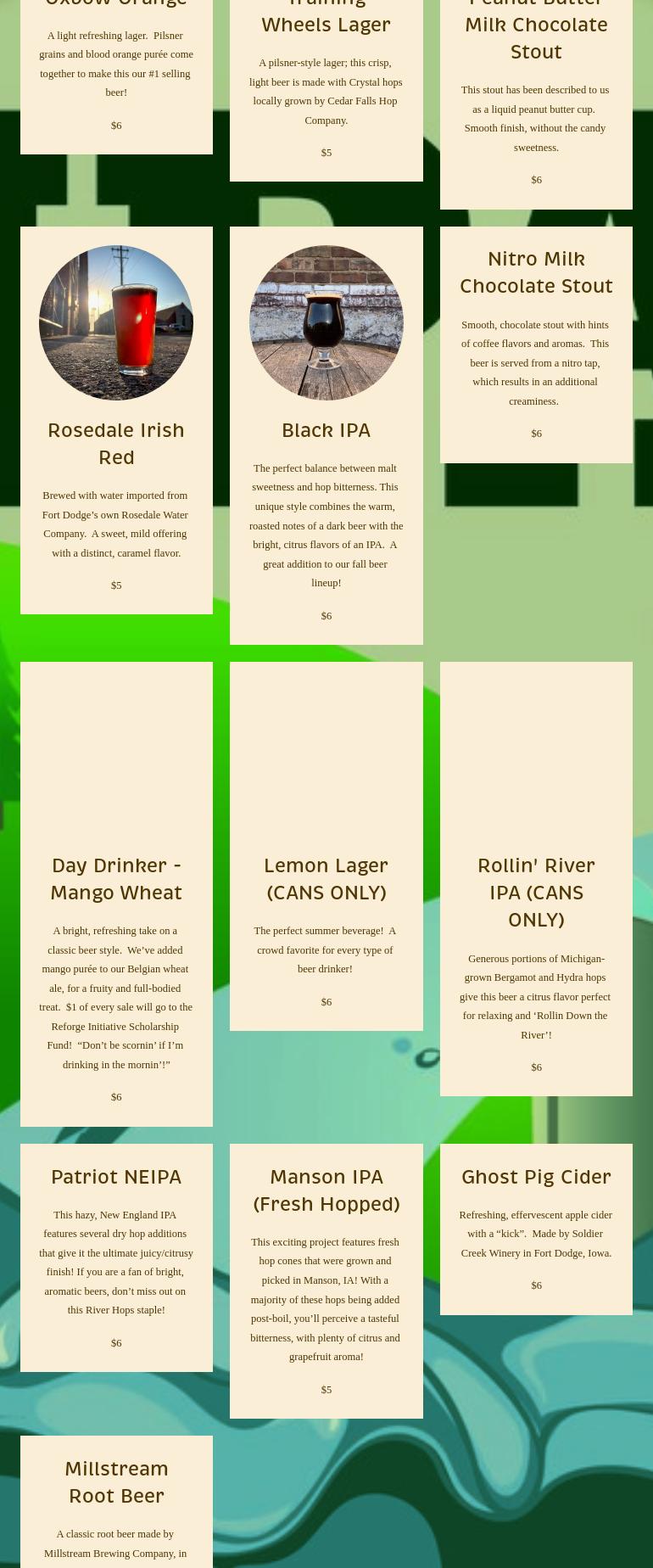 River Hops Brewing Menu