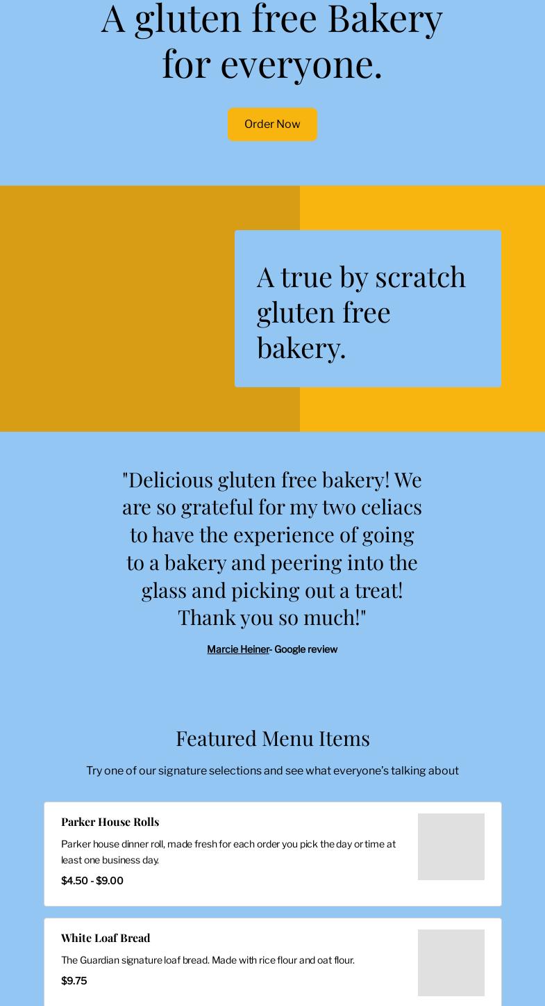 The Guardian bake shop Menu