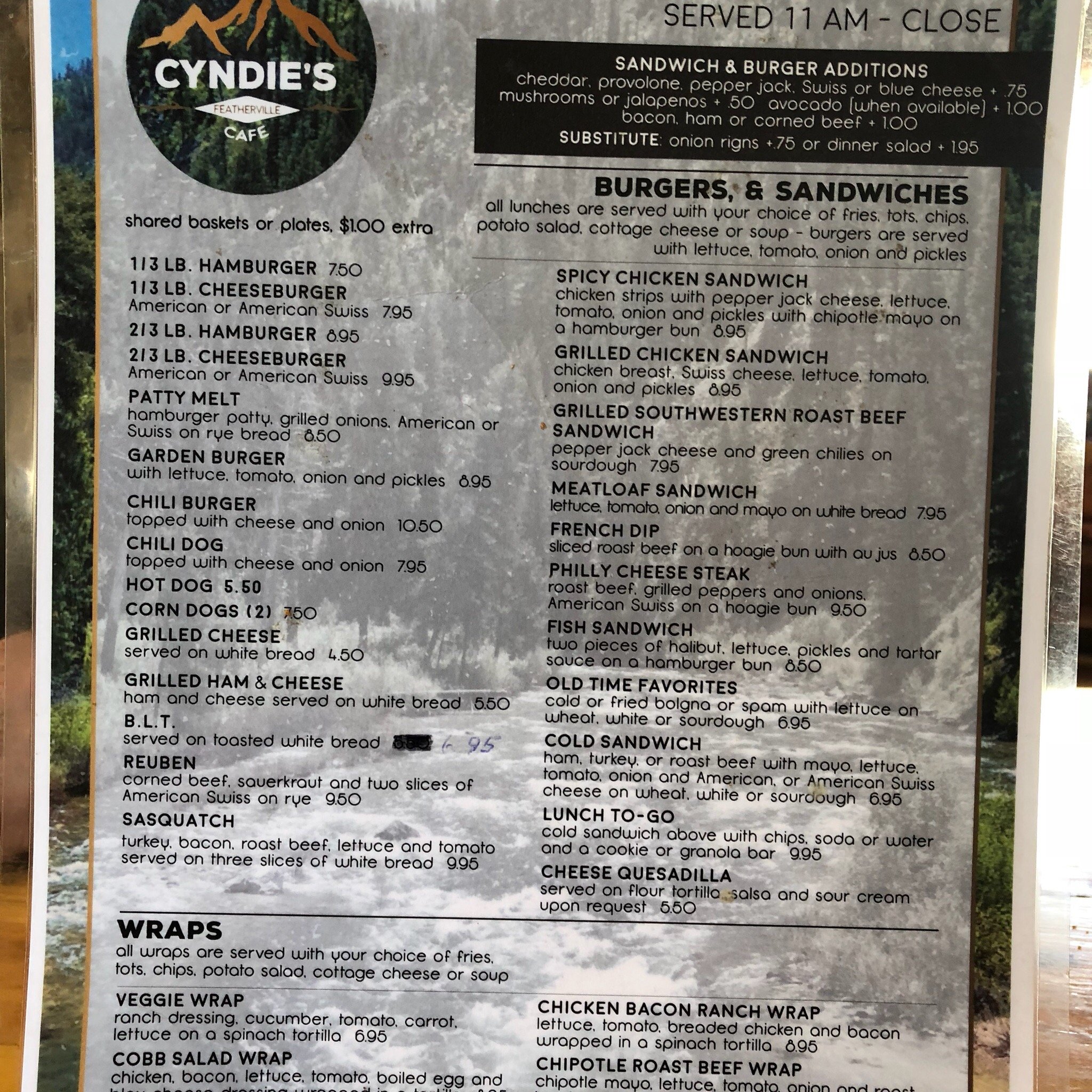 Kelly's Trading Post Menu