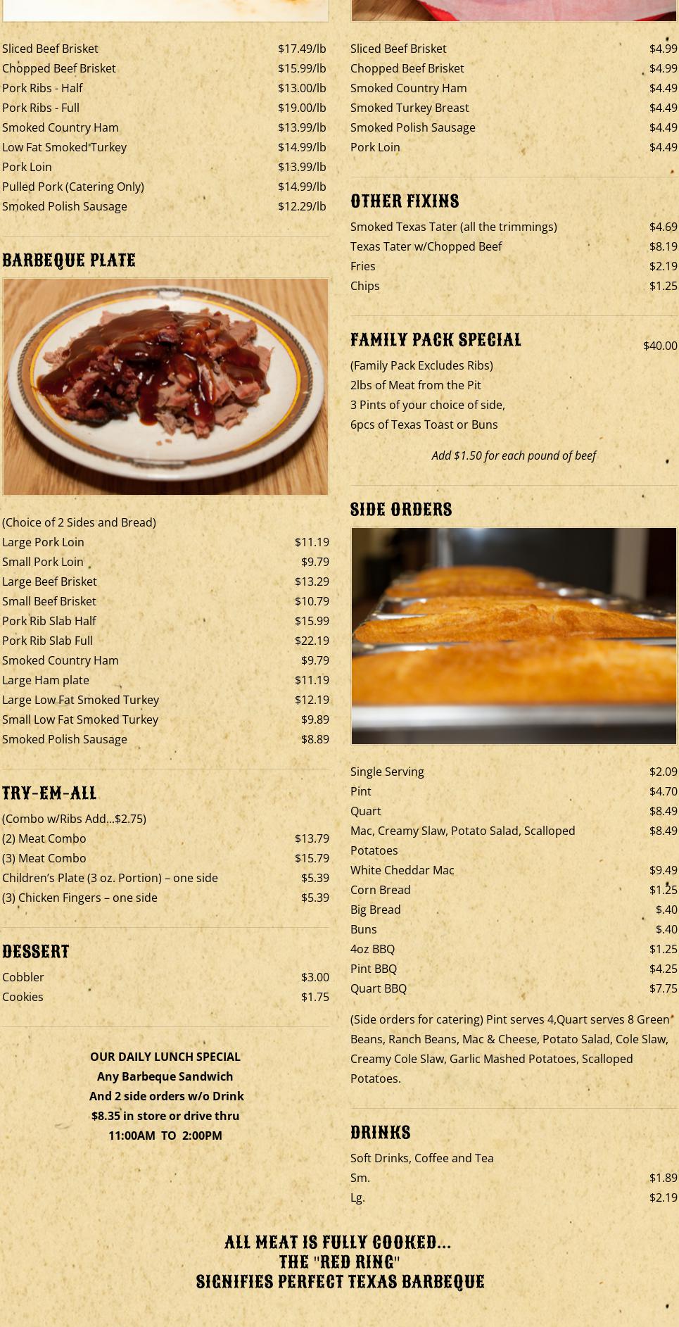 Longhorn Smokehouse Menu