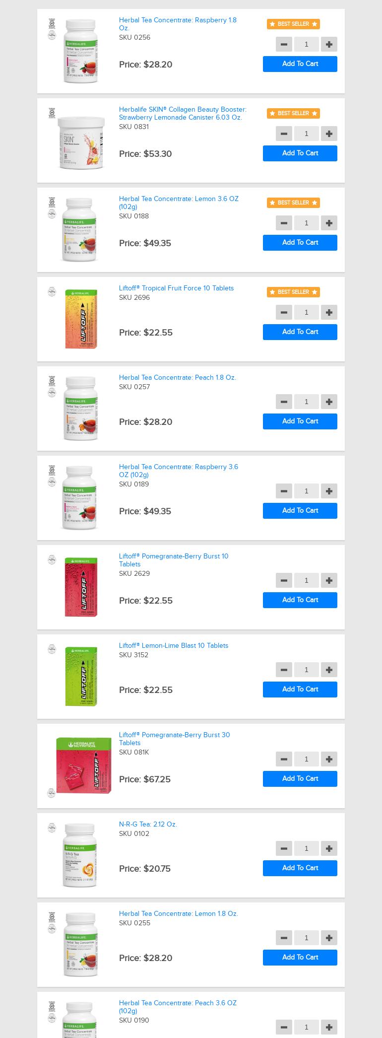 Paradise Nutrition Menu