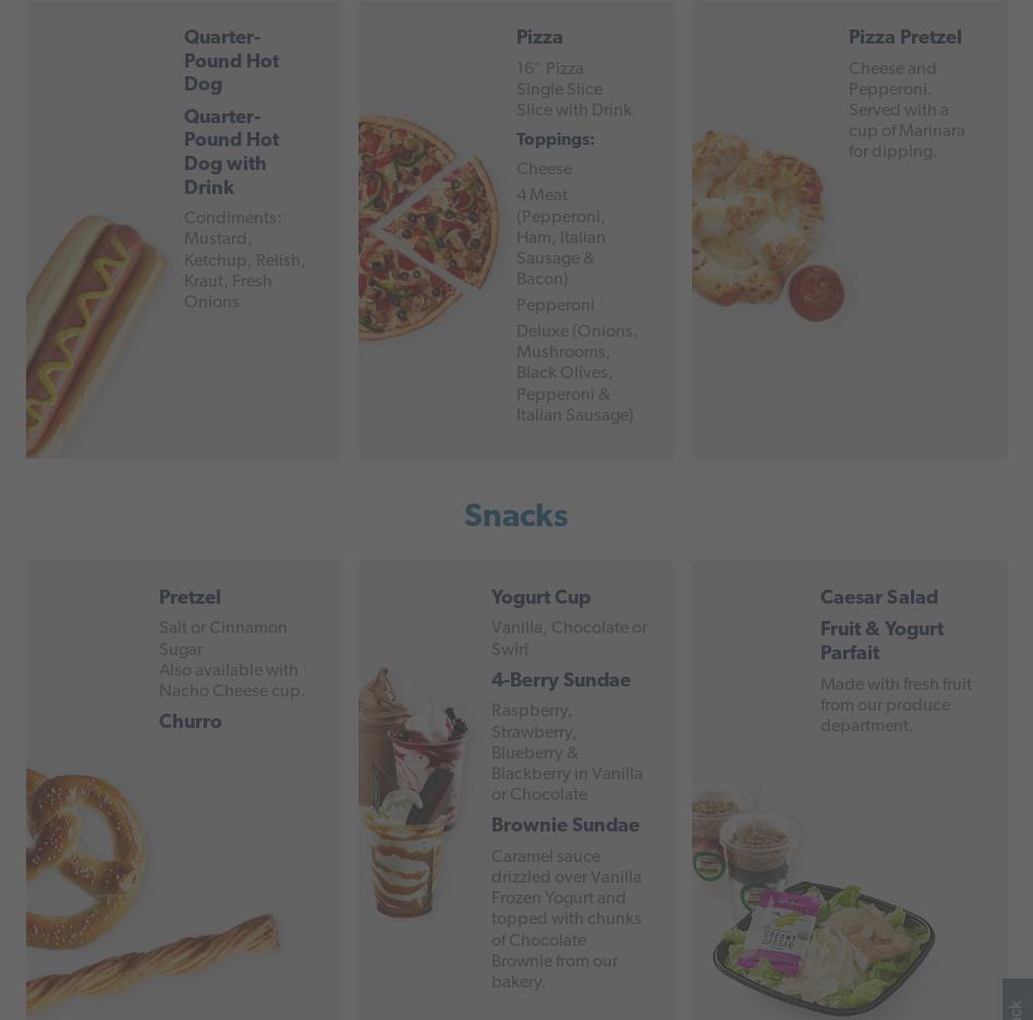 Sam's Club Cafe Menu