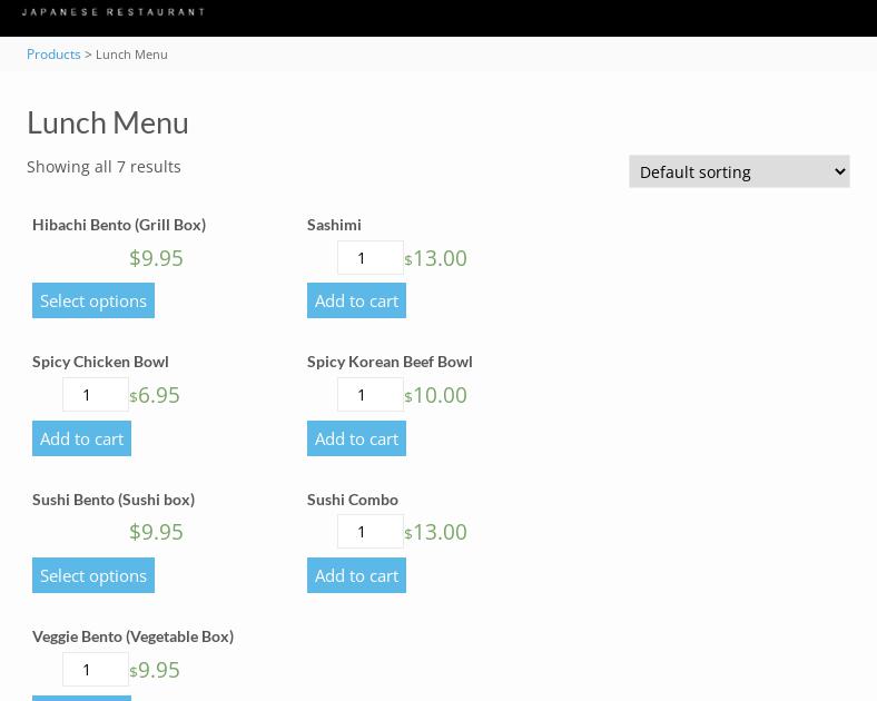 Kohan Japanese Restaurant Menu