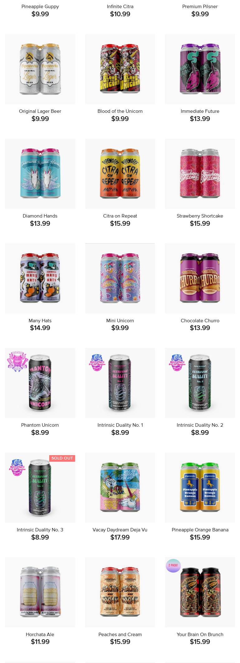 Pipeworks Brewing Company Menu