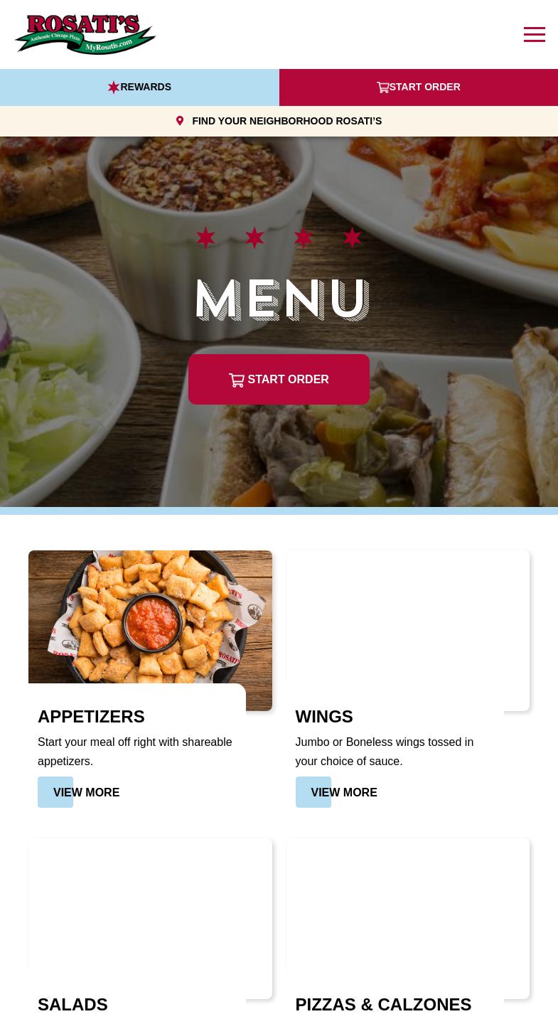 Rosati's Pizza Menu