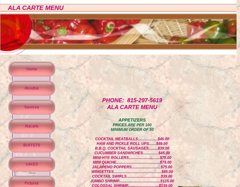Paulson's Catering and Cakes Menu