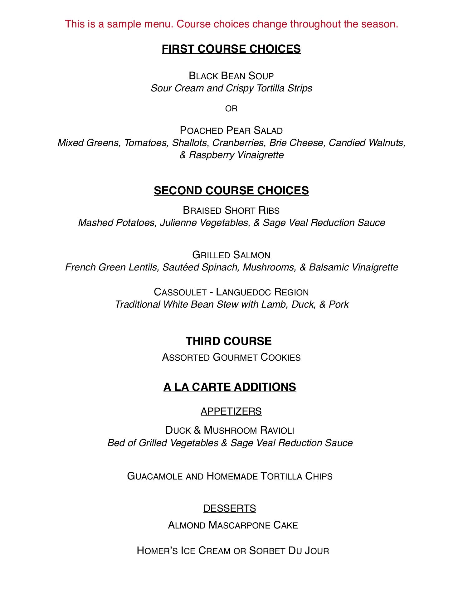 Freehling Room at Ravinia Menu