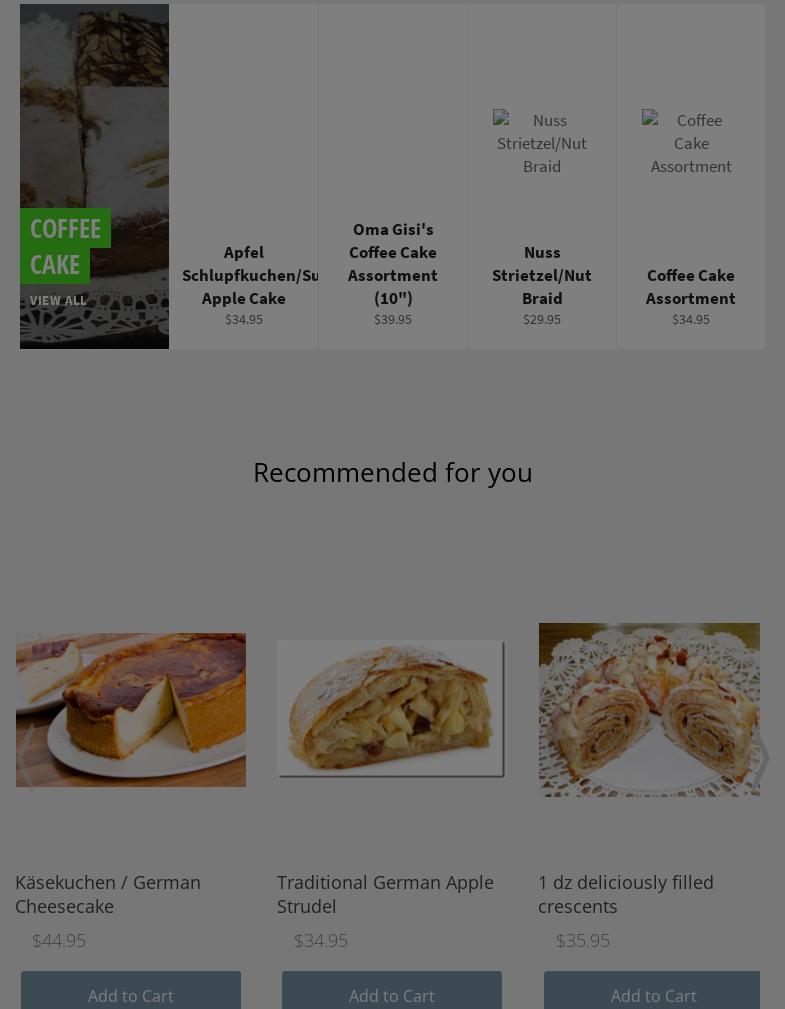 Oma Gisi's German Bakery Menu