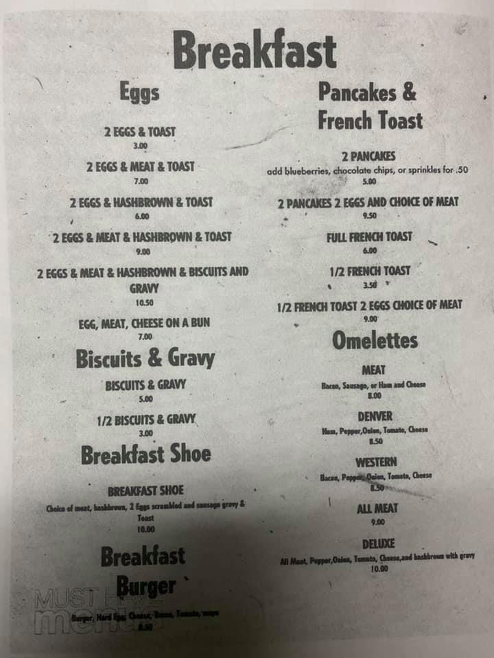 Styles' Cafe Menu
