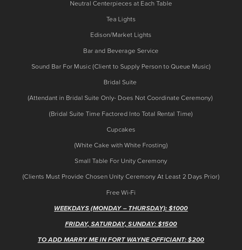 The Charles Fort Wayne Menu