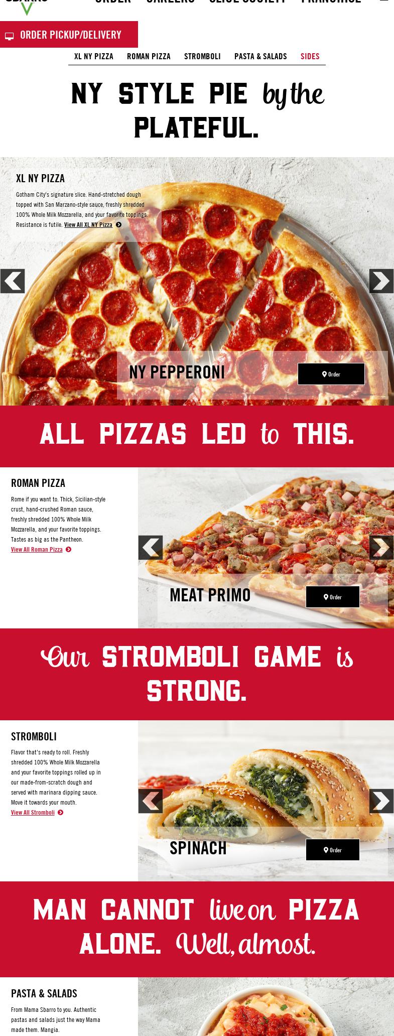 Sbarro Menu