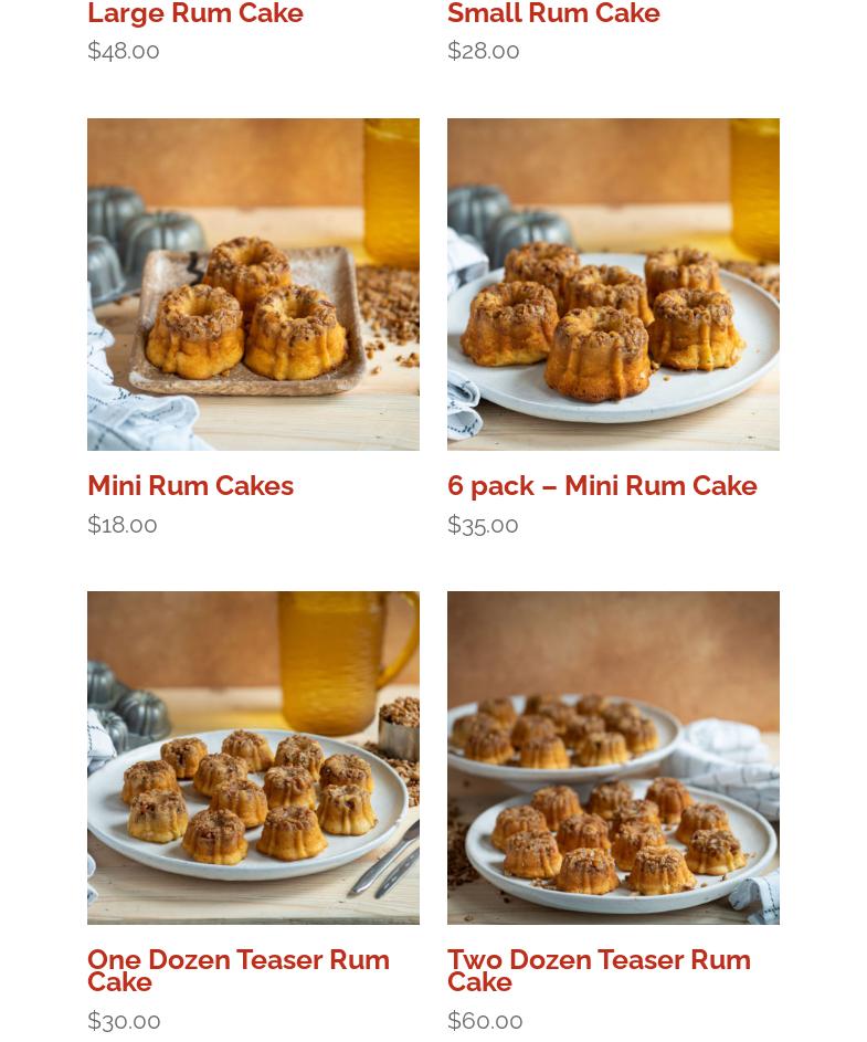 Jude's Rum Cakes Menu