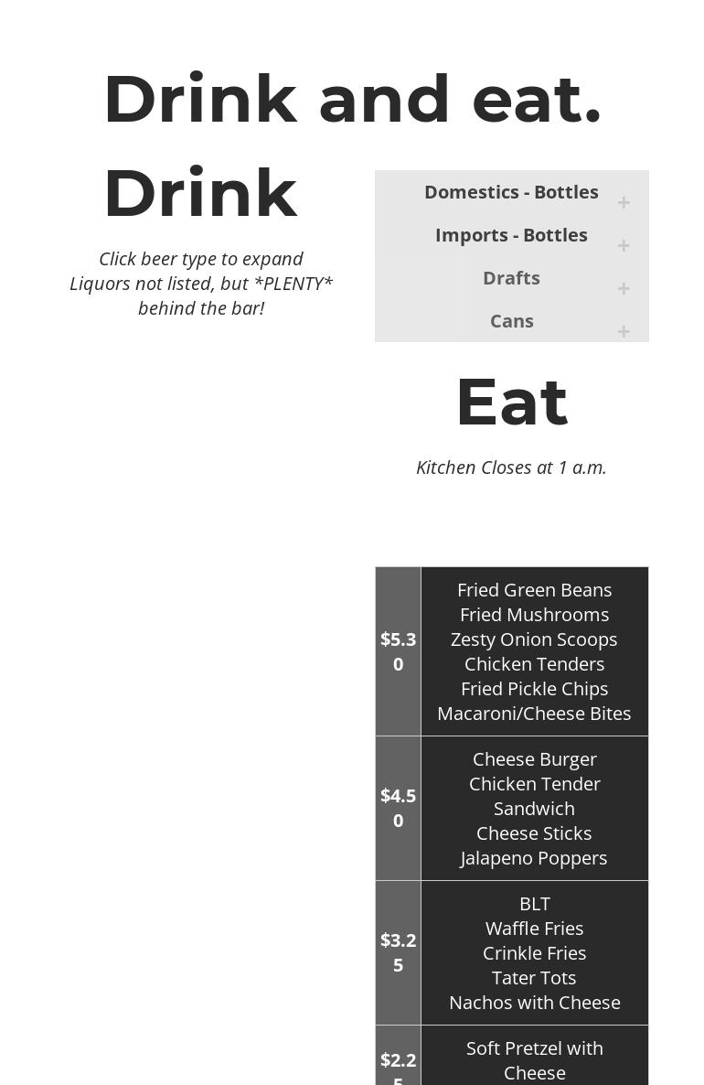 Cue Time Cocktails & Billiards Menu