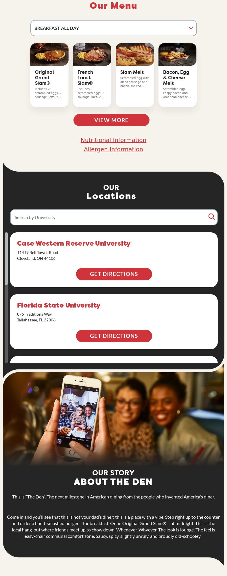 The Den By Denny's Menu