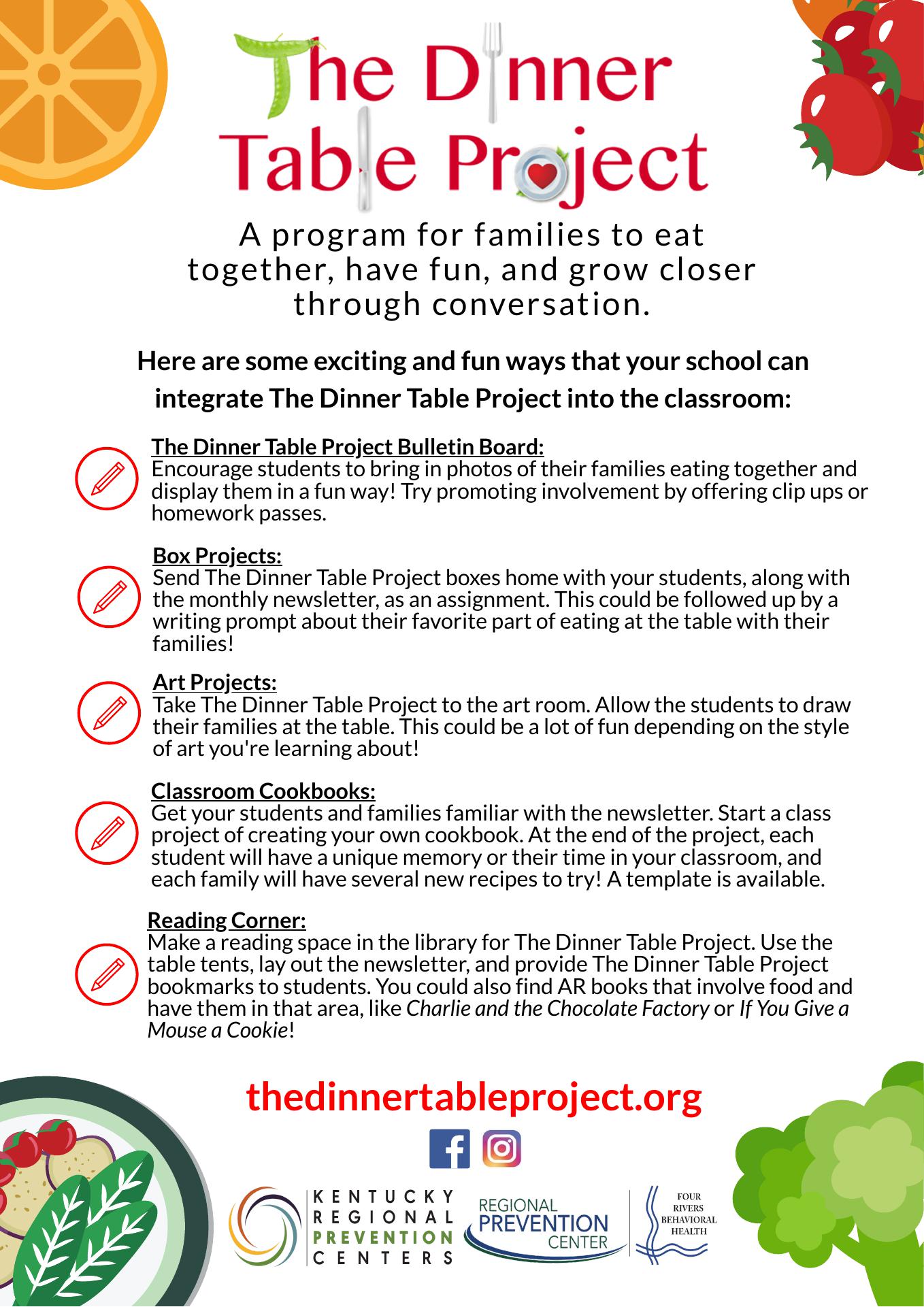 The Dinner Table Project Menu