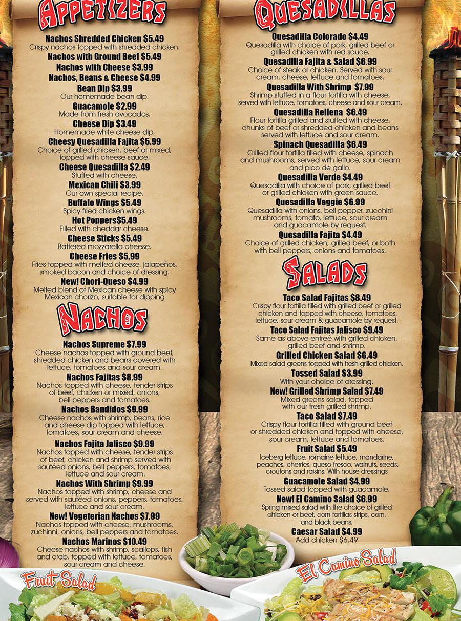 El Camino Real Mexican Bar & Grill Menu