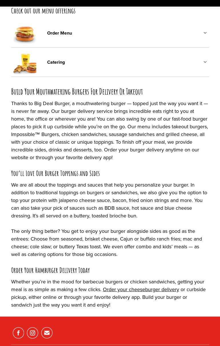 Big Deal Burger Menu