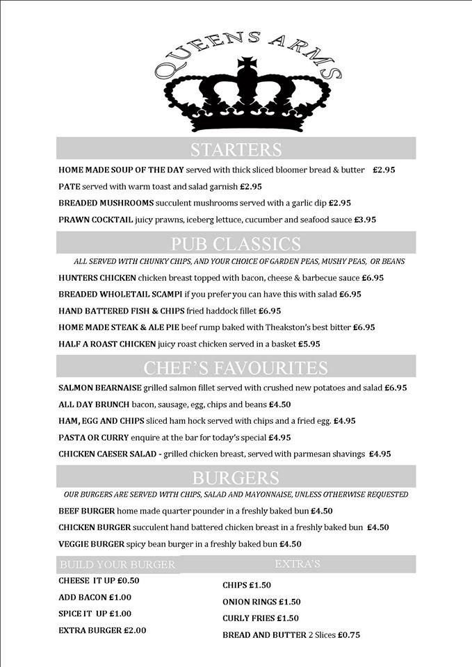 Queens Arms Menu