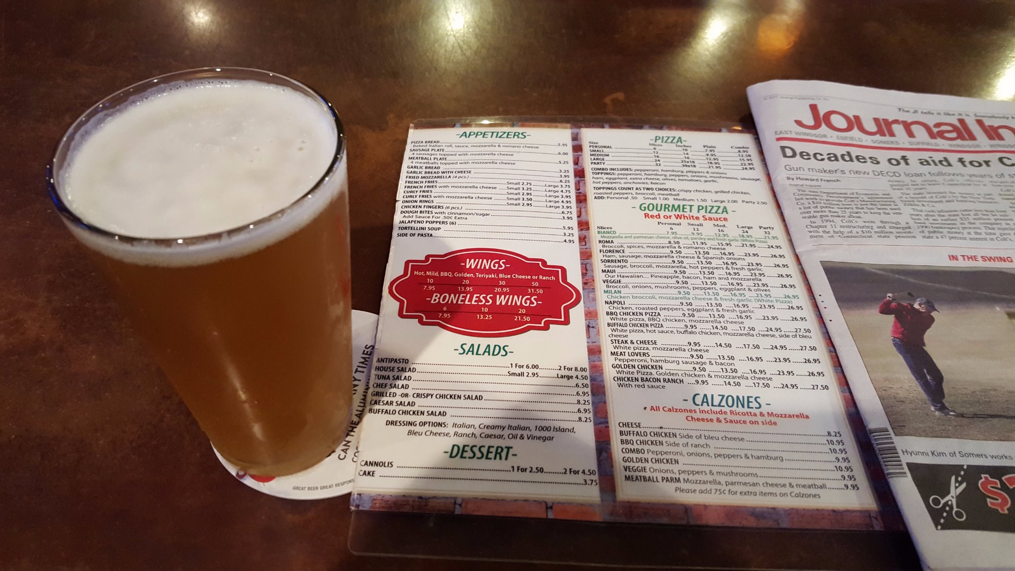 Carlini's Pizzeria Menu