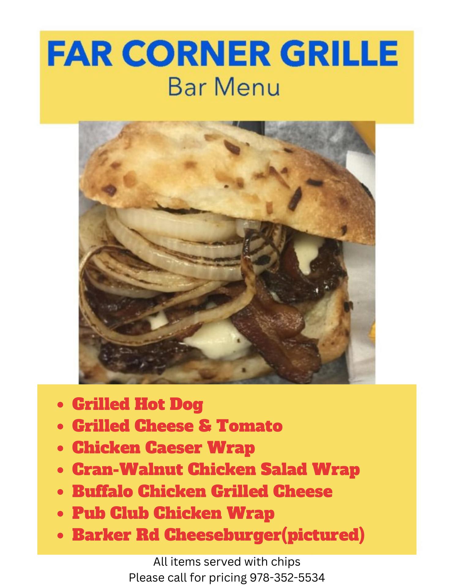 Far Corner Grille Menu