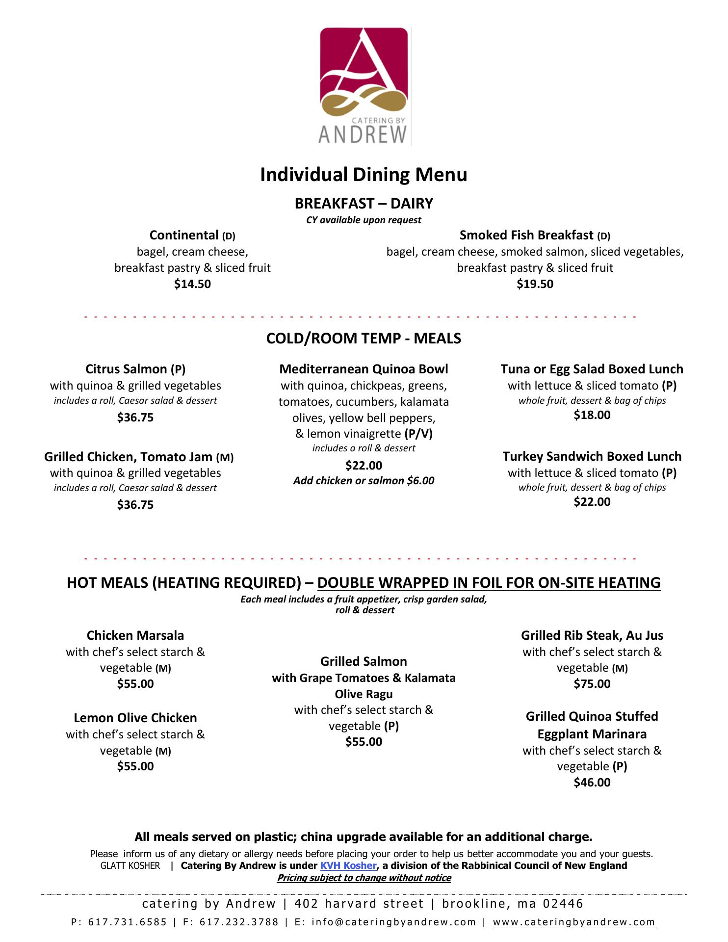 Creative Pastries Menu