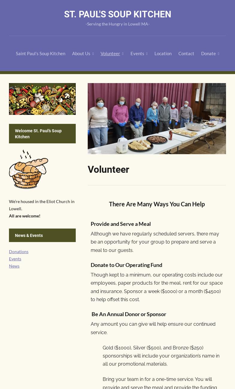 St Paul's Soup Kitchen Menu