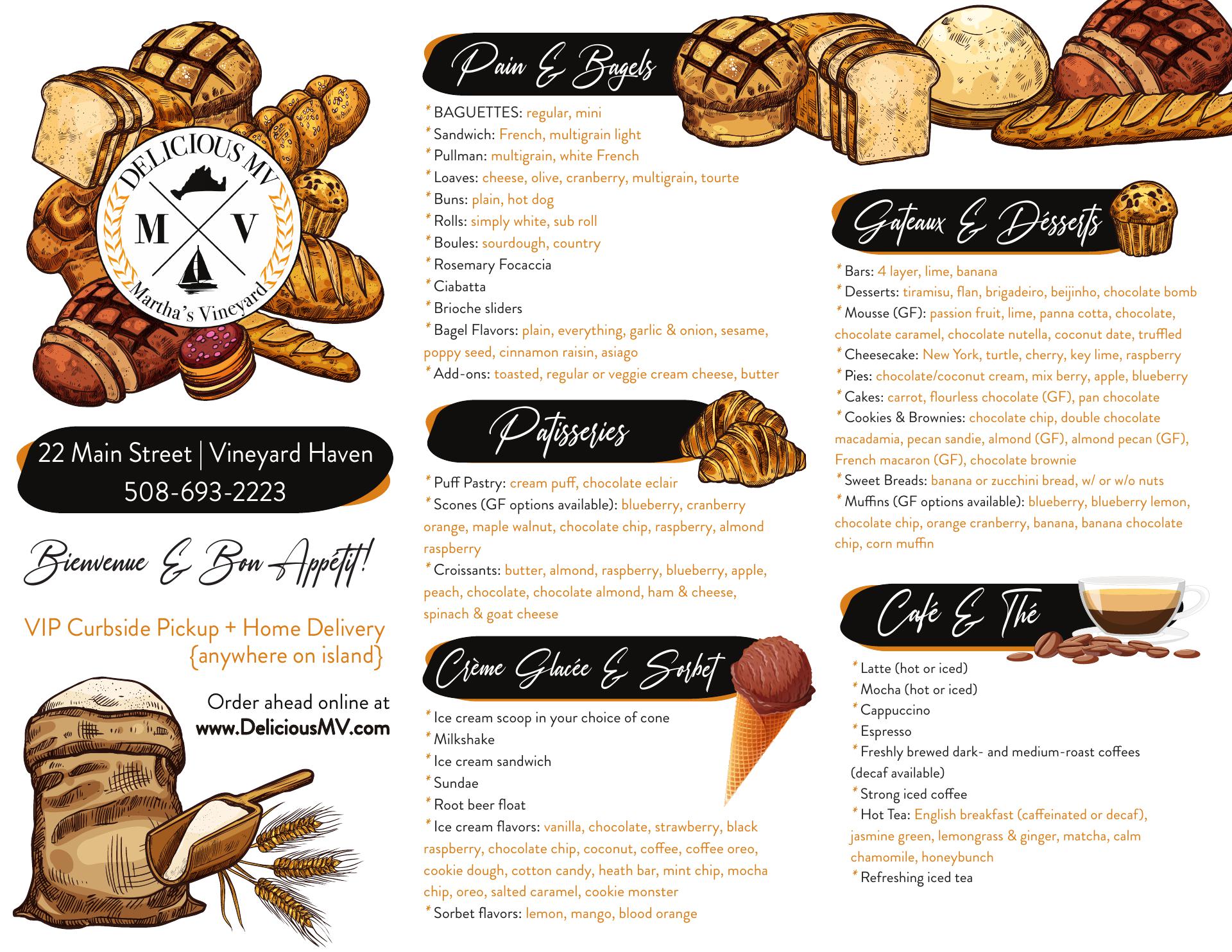 Delicious MV Bakery Menu