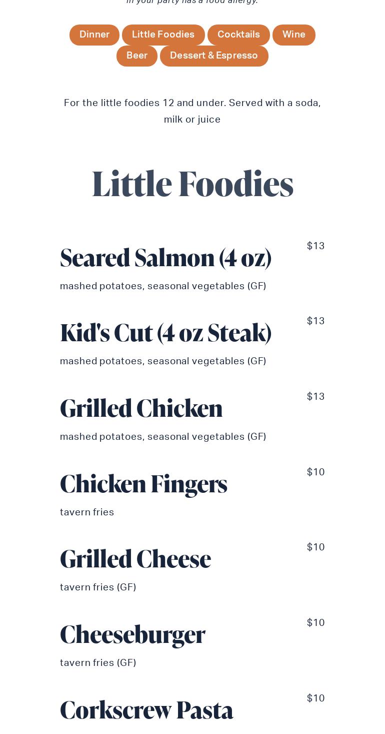 Wellesley Tavern Menu