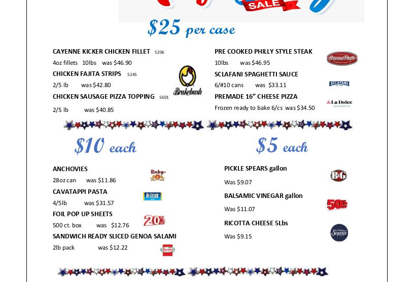 Nino's Food Distribution Menu
