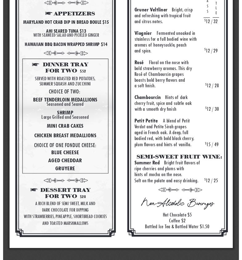Windmill Creek Vineyard & Winery Menu