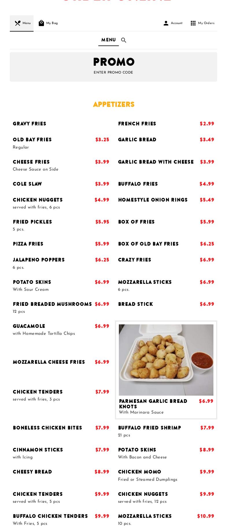 California Bistro Menu