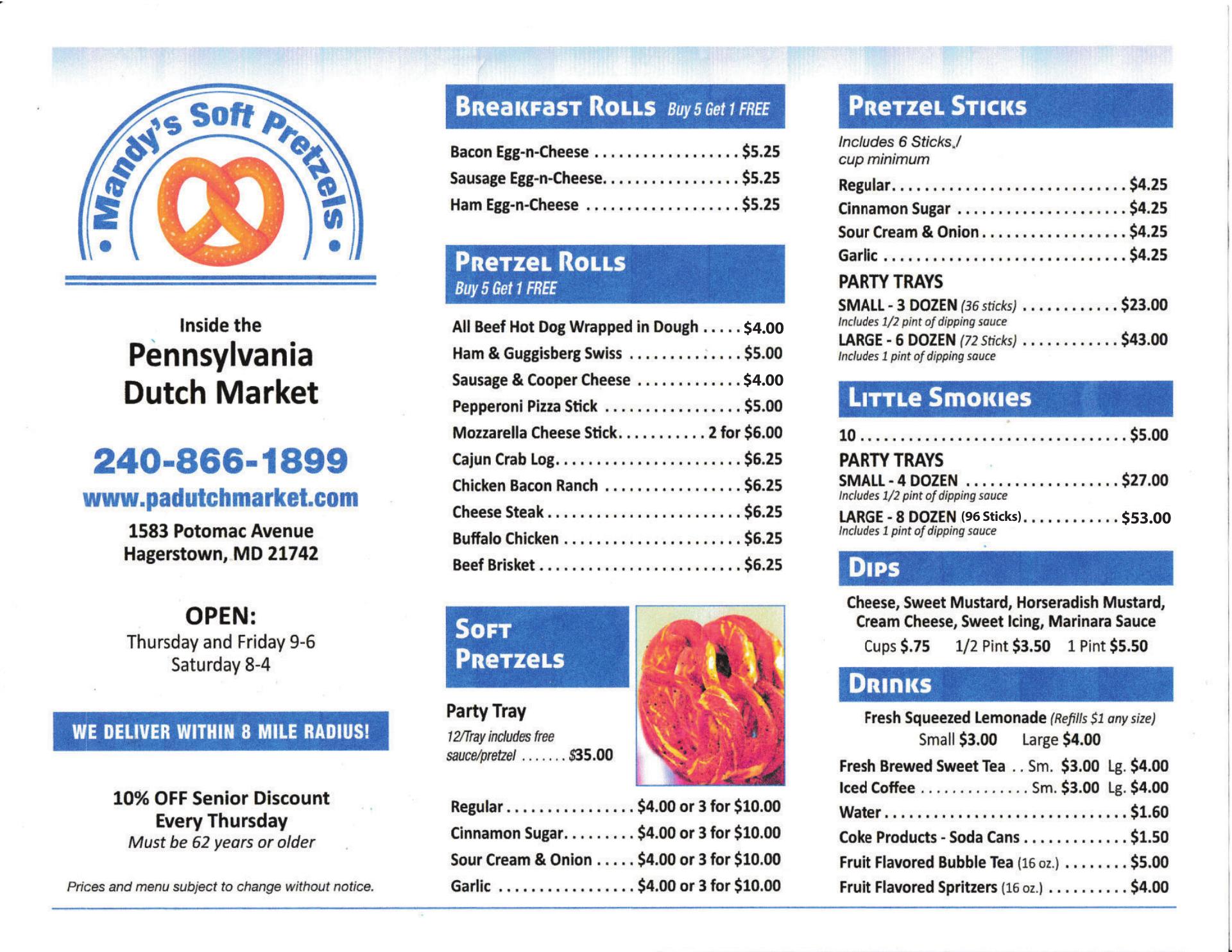 Dutch Twist Pretzels Menu