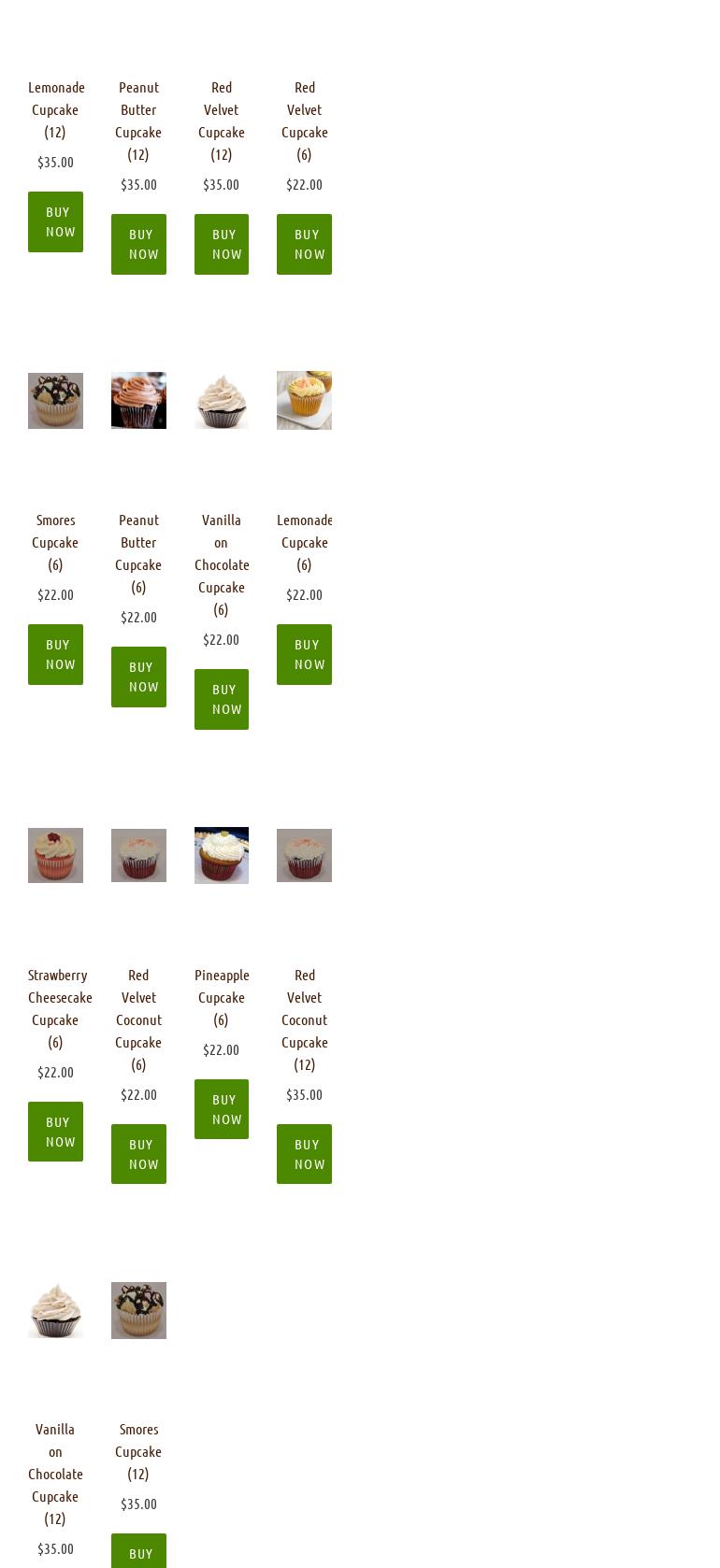 Cupcake Dropoff Menu