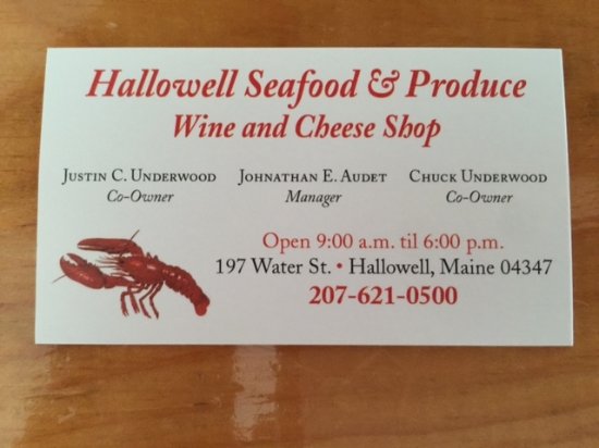 Hallowell Seafood & Produce Menu