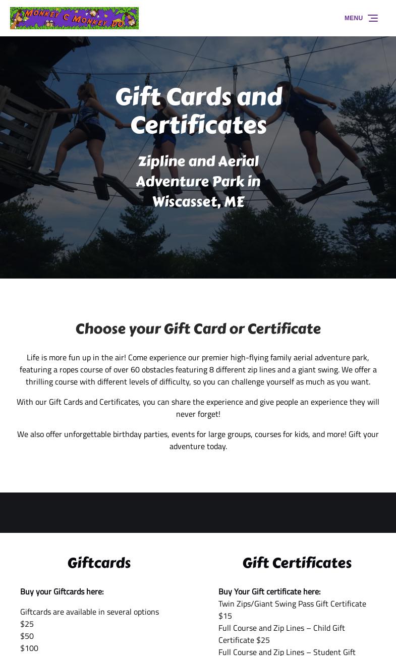 Abby's Ice Cream Menu