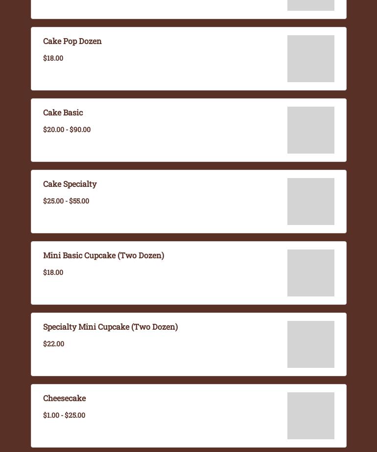 Sweet Afterthoughts Menu